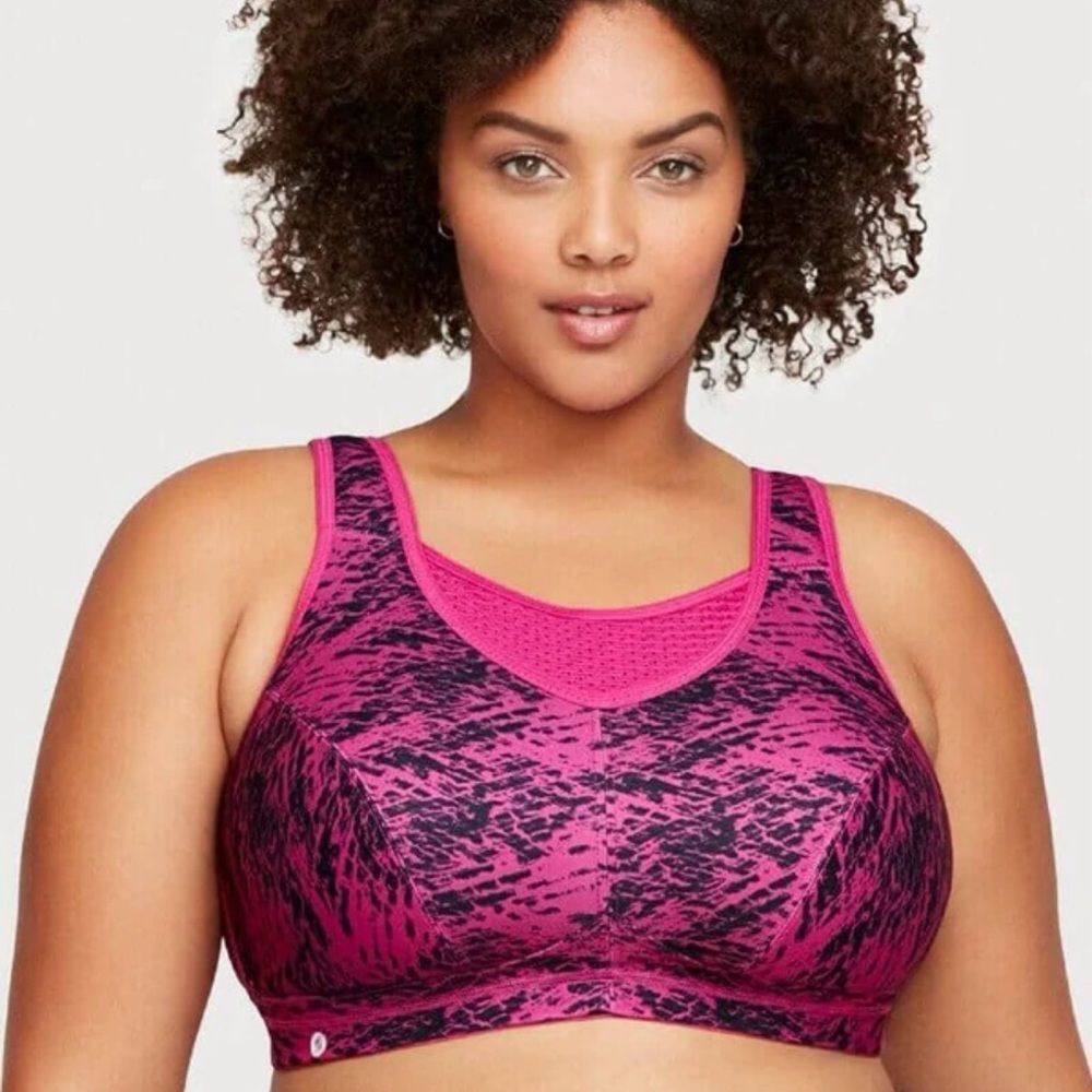 ⭐️Glamorise No-Bounce Camisole Elite Wire-free Sports‎ Bra - Fuchsia Print
